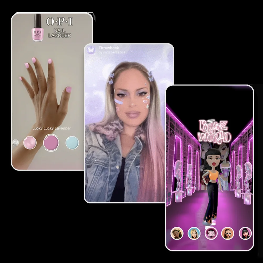 OPI virtual nail polish, AR makeup and Bratz World filters on phones